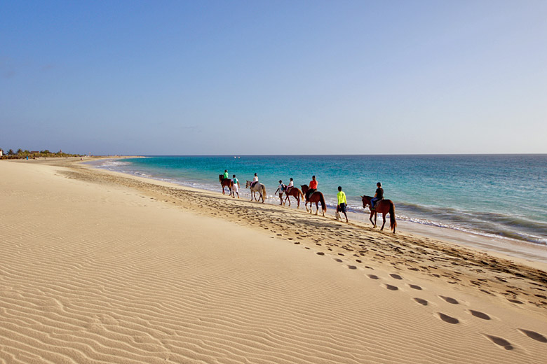 Horse riding along the shore, Sal