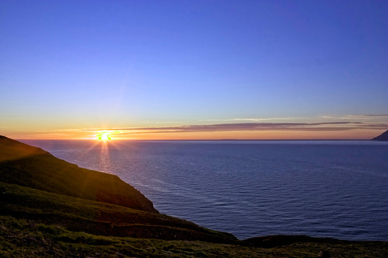 Iceland, looking due north at midnight at the end of June