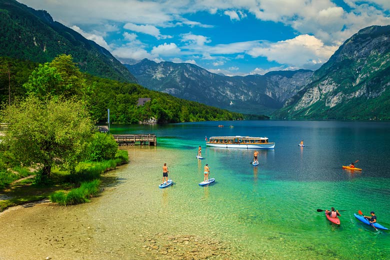 Out on the waters of Lake Bohinj, Slovenia