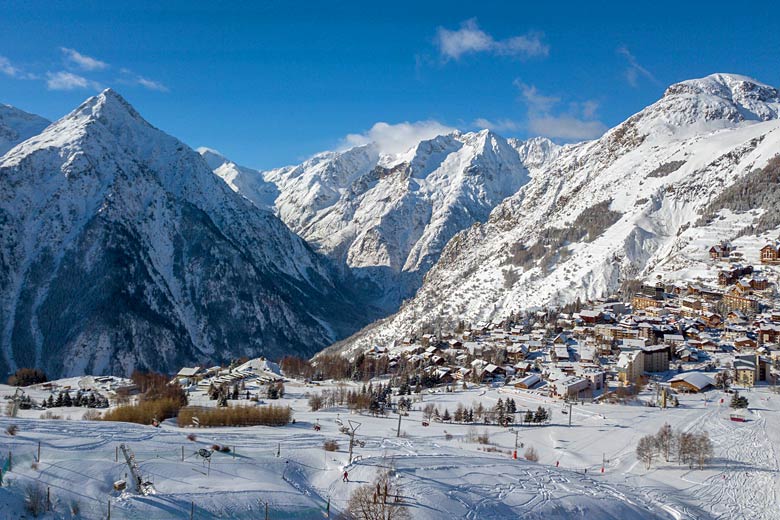 The picturesque resort of Les Deux Alpes, France