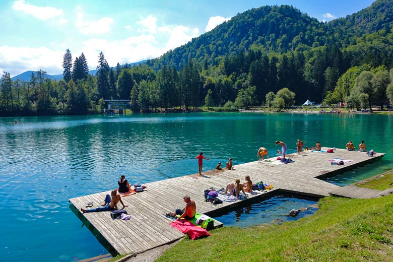 Summer swimming in Lake Bled